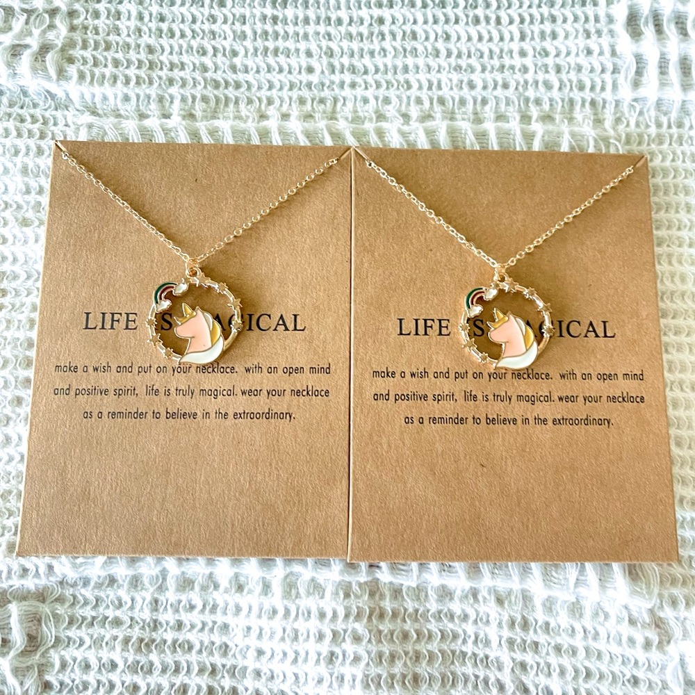 NWT Set-Of-2 Gold Unicorn Charm Necklaces